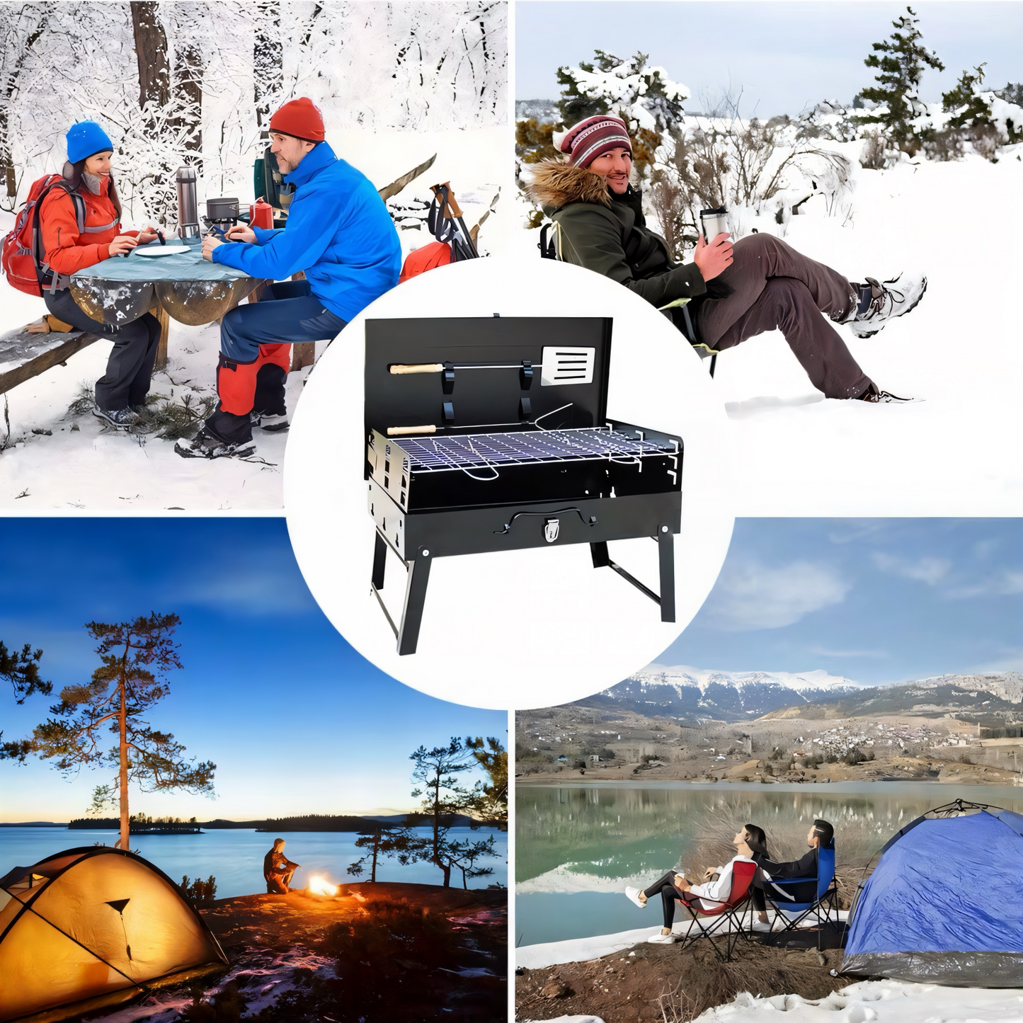 Premium Tragbarer Holzkohlegrill – Klappbarer BBQ-Grill mit Belüftung & Aschesystem | Kompakt, Stabil & Ideal für Camping, Garten & Terrasse