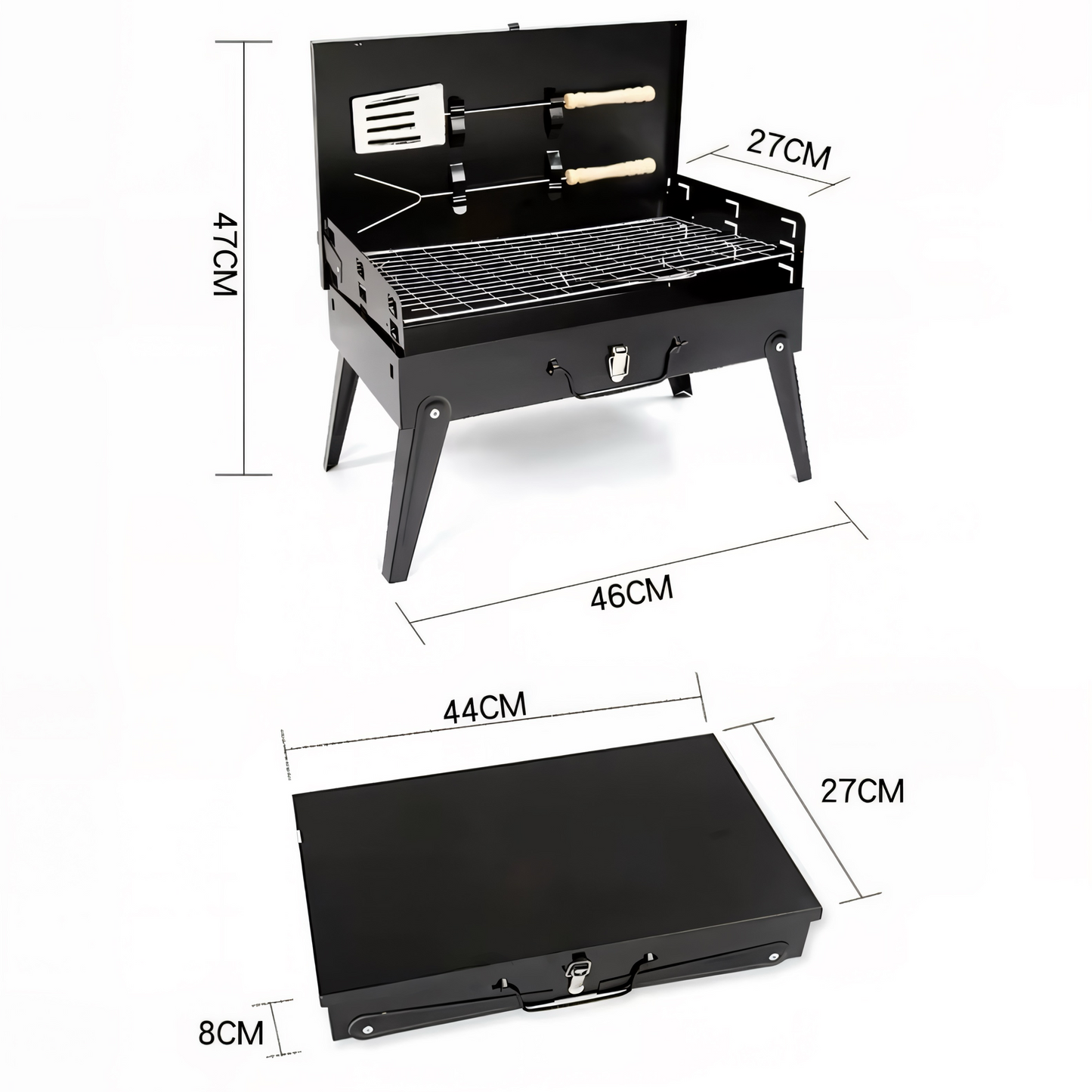 Premium Tragbarer Holzkohlegrill – Klappbarer BBQ-Grill mit Belüftung & Aschesystem | Kompakt, Stabil & Ideal für Camping, Garten & Terrasse