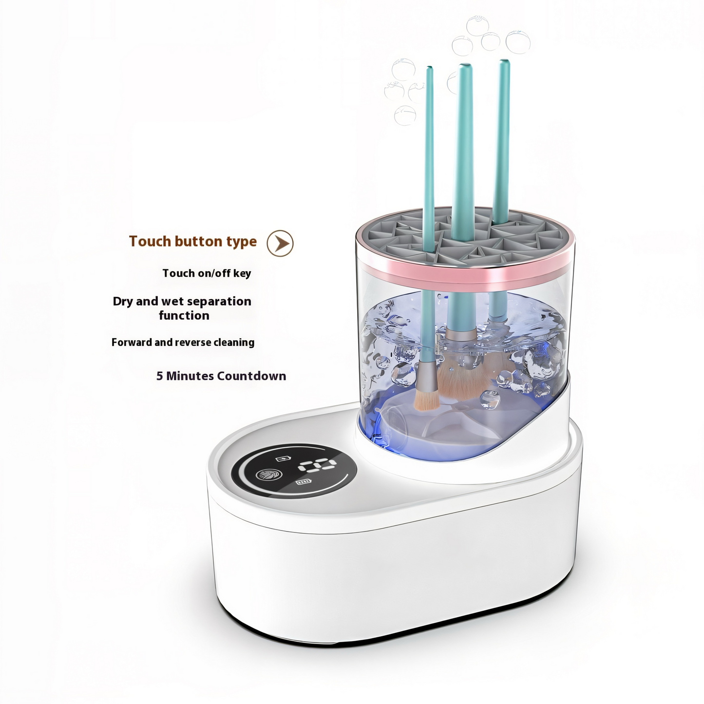 Wiederaufladbarer Make-up-Pinselreiniger | Automatisches 2-in-1 elektrisches Reinigungs- und Trocknungsgerät – Kein Akku erforderlich | Professionelle Waschstation für Make-up-Pinsel
