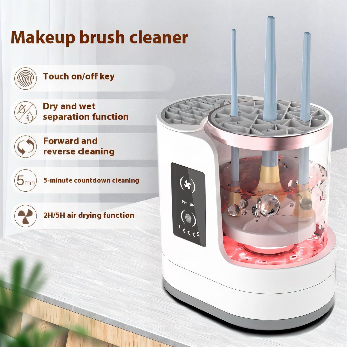 Wiederaufladbarer Make-up-Pinselreiniger | Automatisches 2-in-1 elektrisches Reinigungs- und Trocknungsgerät – Kein Akku erforderlich | Professionelle Waschstation für Make-up-Pinsel