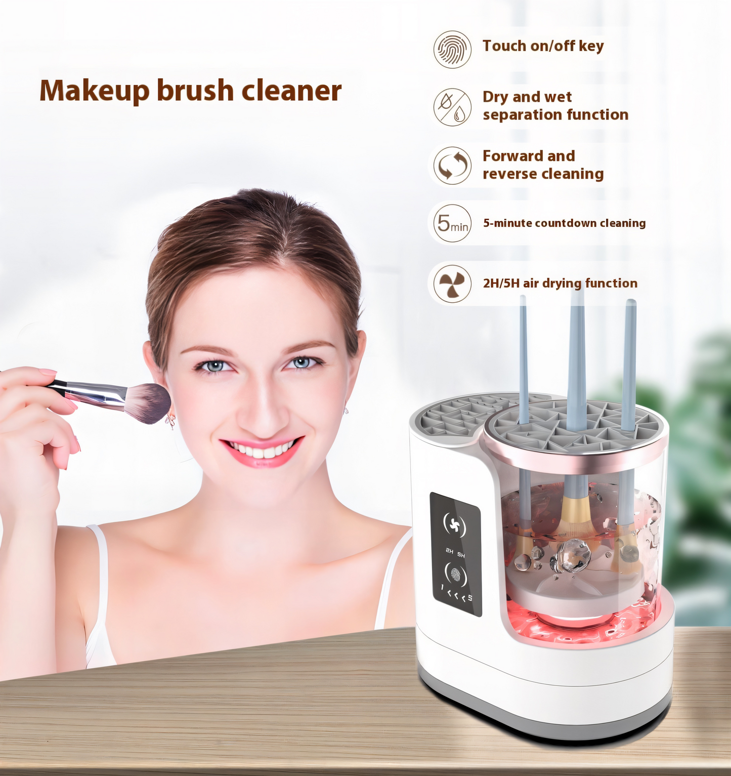 Wiederaufladbarer Make-up-Pinselreiniger | Automatisches 2-in-1 elektrisches Reinigungs- und Trocknungsgerät – Kein Akku erforderlich | Professionelle Waschstation für Make-up-Pinsel
