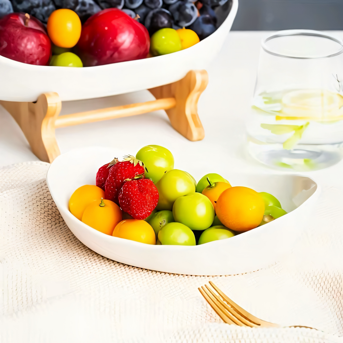 3-stöckige Bambus Etagere – Multifunktionaler Obstkorb & Servierständer mit abnehmbaren Schalen – Perfekt für Obst, Gemüse, Snacks, Nüsse & Gebäck – Stilvolle Aufbewahrung für Küche & Esstisch