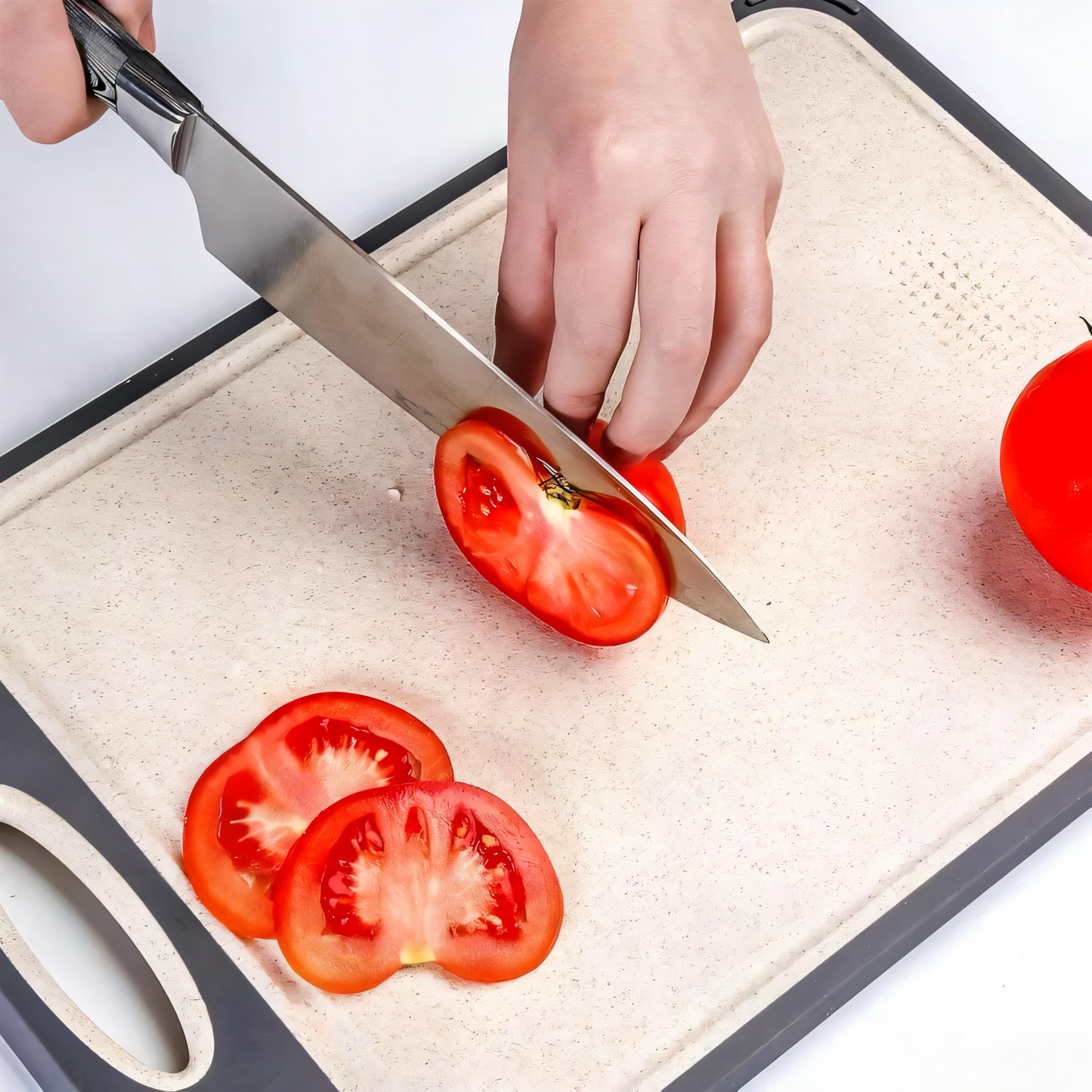 Doppelseitiges Schneidebrett – Edelstahl & Weizenstroh – Rutschfest, Hygienisch & Langlebig – Perfekt für Fleisch, Gemüse & Obst – Leicht zu reinigen