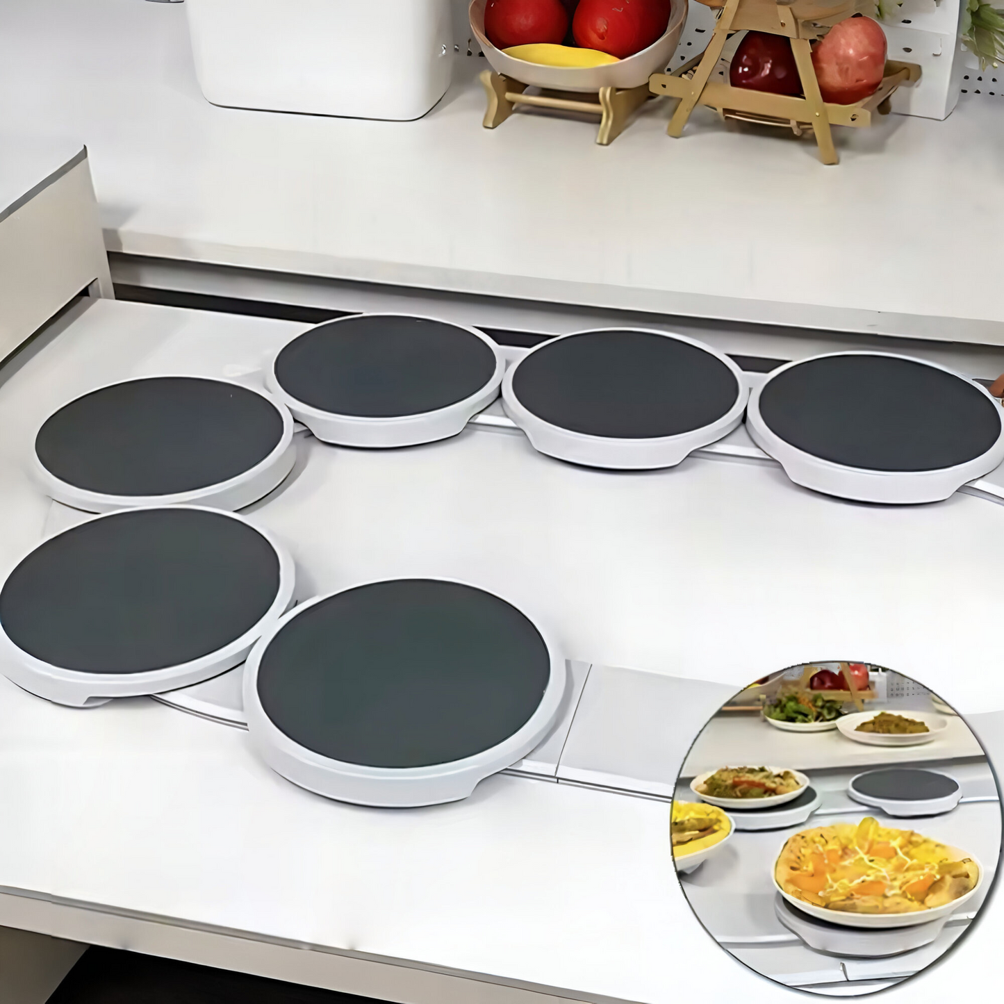 Lazy Susan Revolution – Erweiterbare 360° Drehtablett für Rechteckige Esstische | Modernes, Rutschfestes & Hitzebeständiges Serviergestell mit Leichtlaufrollen | Perfekt für Familienessen & Partys