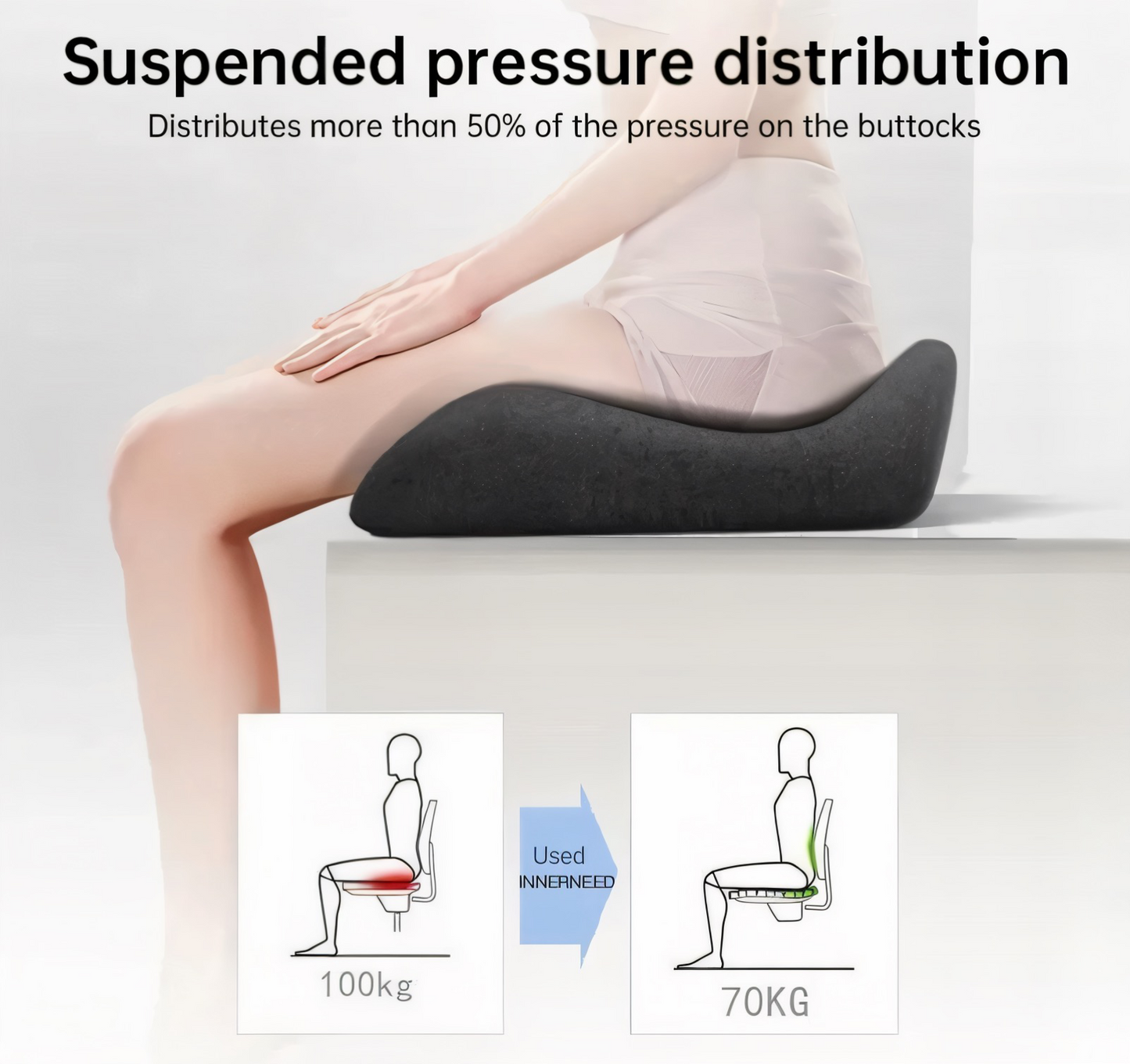 Orthopädisches Sitzkissen aus Memory Foam – Ergonomisches Steißbeinkissen gegen Rücken-, Ischias- & Steißbeinschmerzen – Atmungsaktiv, rutschfest & Dr