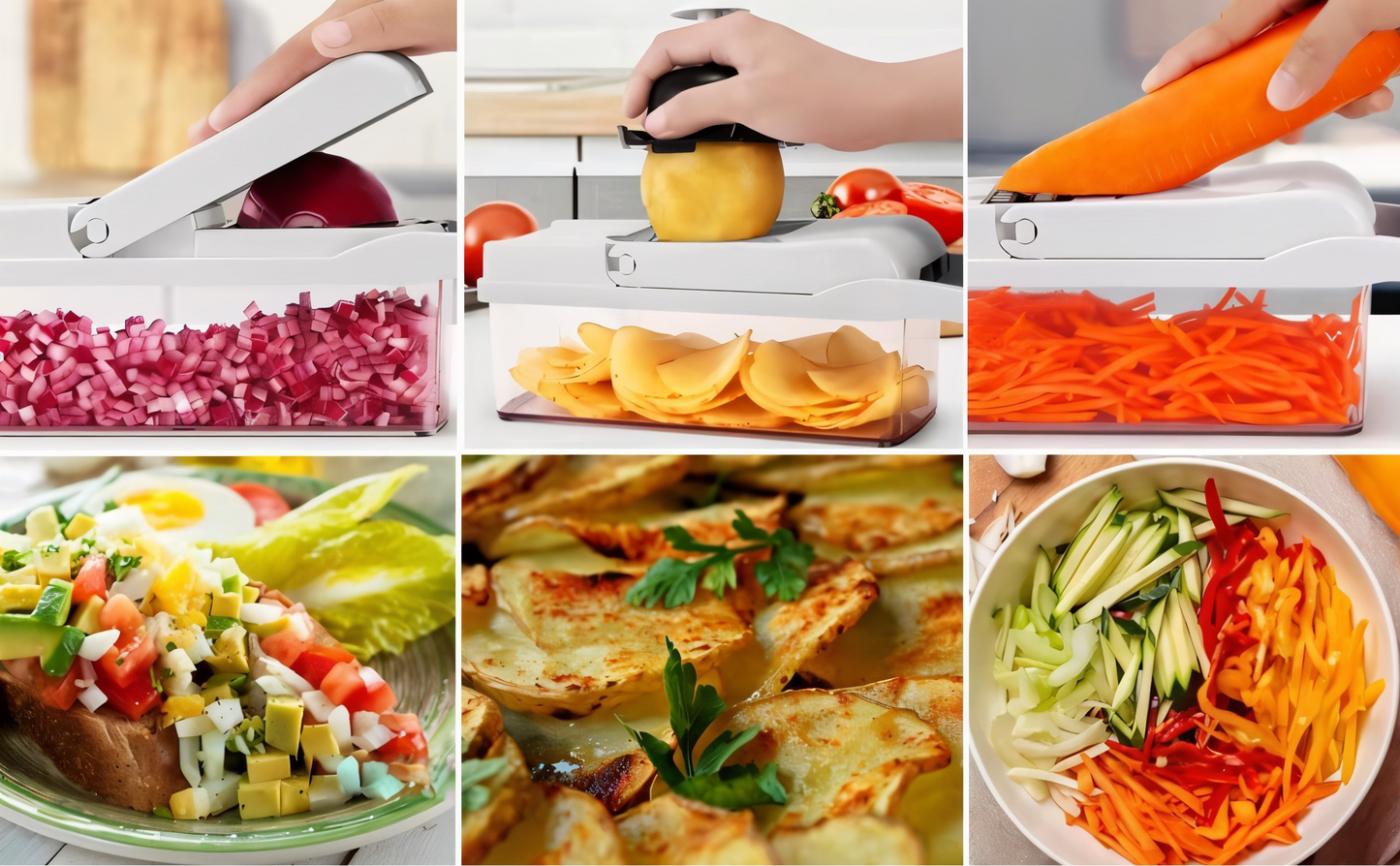22-in-1 Profi Gemüseschneider – Multifunktionale Mandoline mit Edelstahlklingen | Würfelschneider & Reibe für Gemüse, Obst & Käse | Rutschfest & Spülmaschinenfest