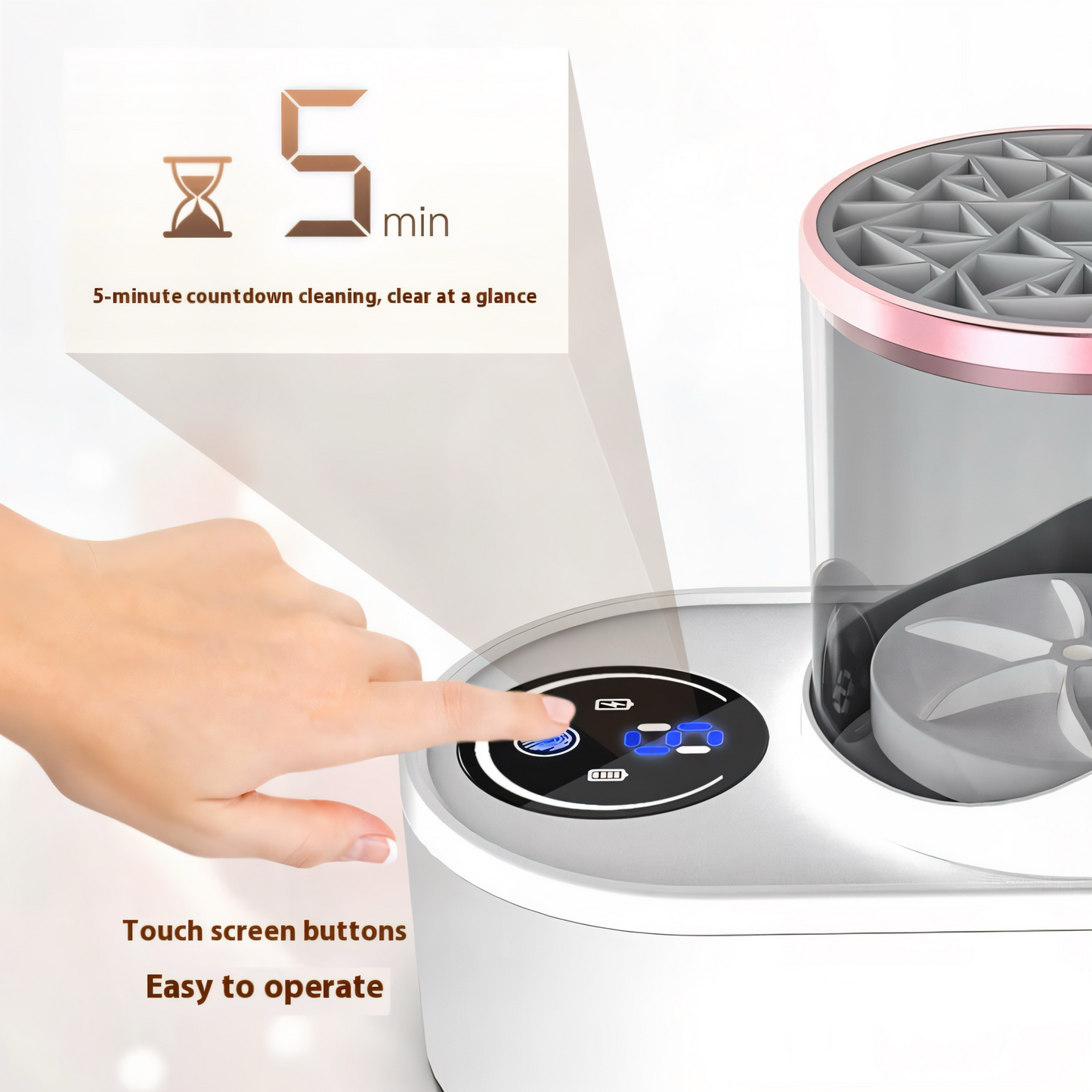 Wiederaufladbarer Make-up-Pinselreiniger | Automatisches 2-in-1 elektrisches Reinigungs- und Trocknungsgerät – Kein Akku erforderlich | Professionelle Waschstation für Make-up-Pinsel