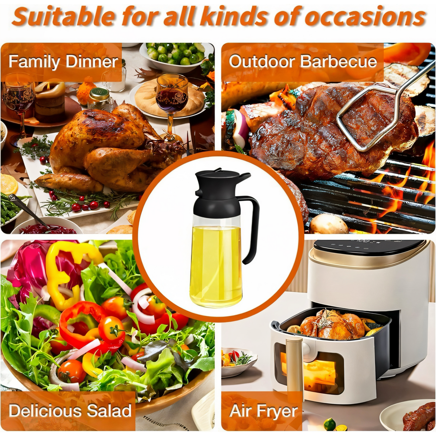 Ölspender & Sprühflasche 2-in-1 – Automatischer Ölsprüher aus Glas | Feinsprüh-Technologie für Olivenöl, Essig & mehr | Tropffrei, Nachfüllbar, BPA-frei | Perfekt für Kochen, Grillen & Salate
