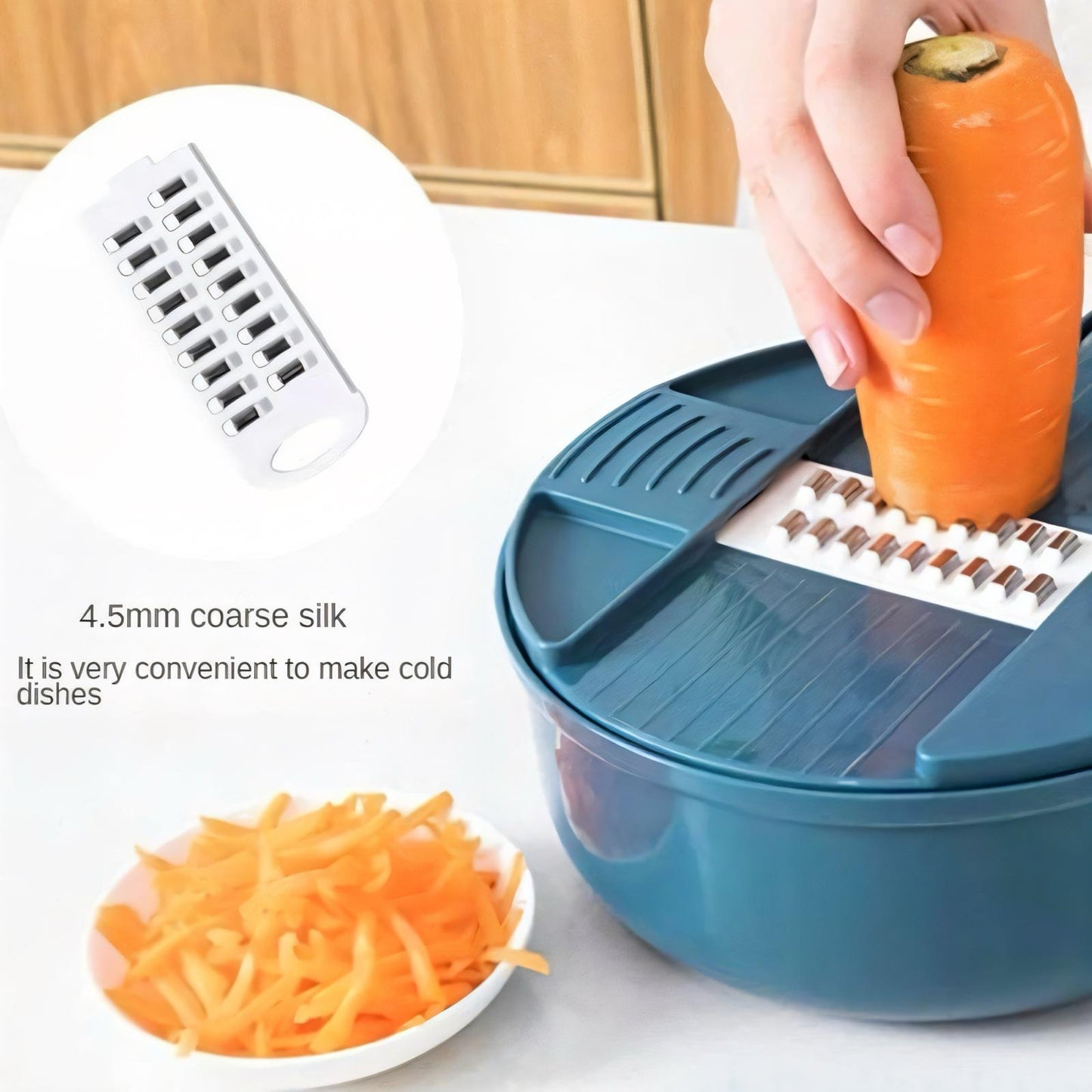 Multifunktionale 16-in-1 Gemüseschneider & Mandoline | Hochwertiger Küchenhobel mit Edelstahlklingen | Inklusive Abtropfkorb, Handschutz & Aufbewahrung | Perfekt für Gemüse, Obst & Käse
