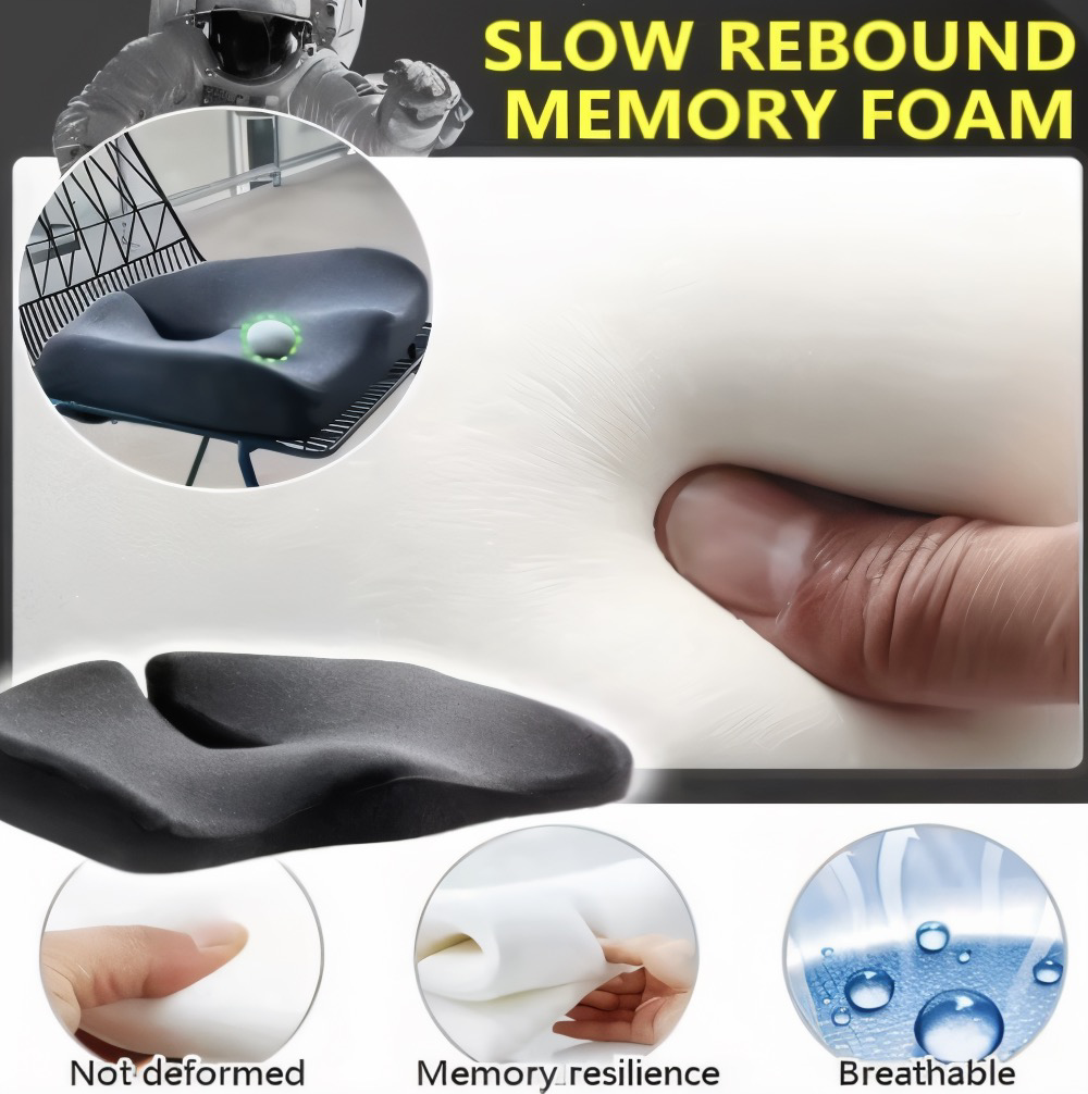 Orthopädisches Sitzkissen aus Memory Foam – Ergonomisches Steißbeinkissen gegen Rücken-, Ischias- & Steißbeinschmerzen – Atmungsaktiv, rutschfest & Dr