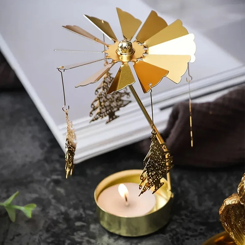 1-teiliges Metall-Drehkerzenhalter - Rotierender Kerzenhalter für Weihnachten, Dinnerpartys, Hochzeiten & stilvolle Dekoration