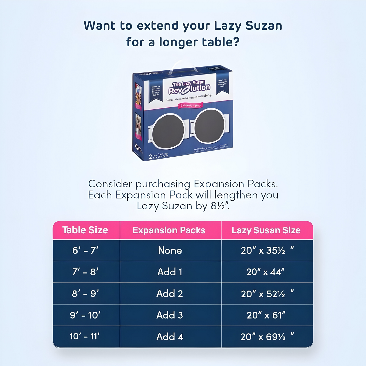 Lazy Susan Revolution – Erweiterbare 360° Drehtablett für Rechteckige Esstische | Modernes, Rutschfestes & Hitzebeständiges Serviergestell mit Leichtlaufrollen | Perfekt für Familienessen & Partys