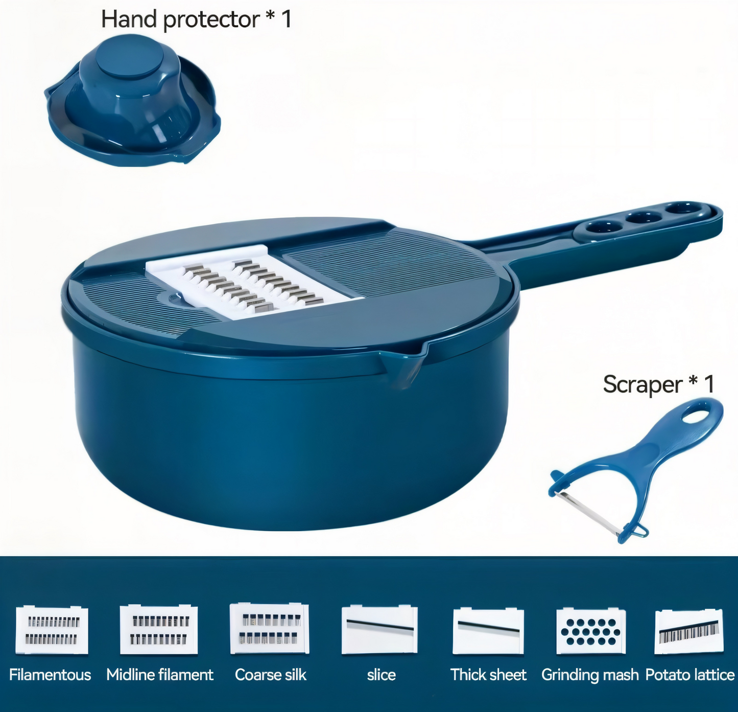 Multifunktionale 16-in-1 Gemüseschneider & Mandoline | Hochwertiger Küchenhobel mit Edelstahlklingen | Inklusive Abtropfkorb, Handschutz & Aufbewahrung | Perfekt für Gemüse, Obst & Käse