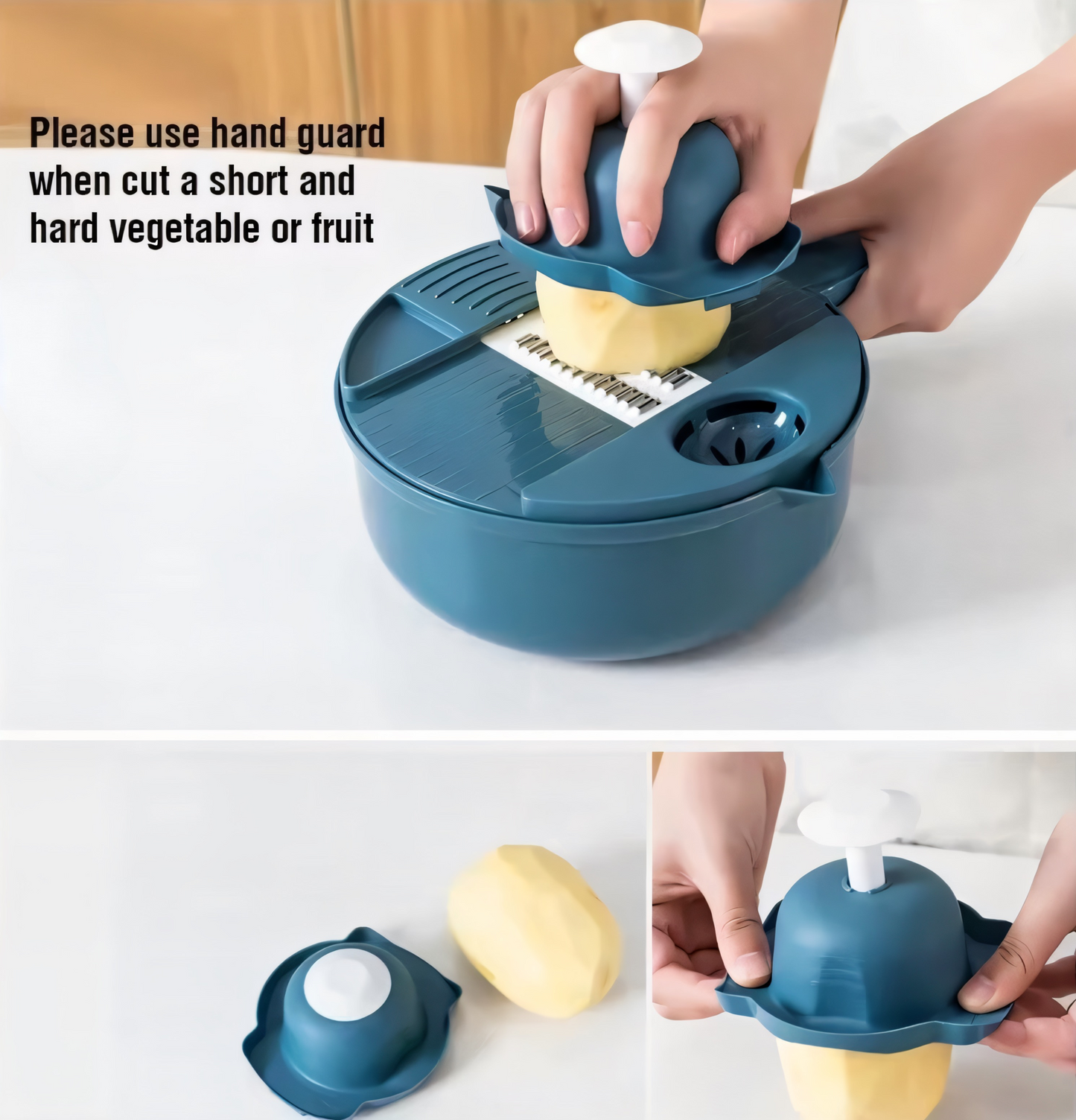 Multifunktionale 16-in-1 Gemüseschneider & Mandoline | Hochwertiger Küchenhobel mit Edelstahlklingen | Inklusive Abtropfkorb, Handschutz & Aufbewahrung | Perfekt für Gemüse, Obst & Käse