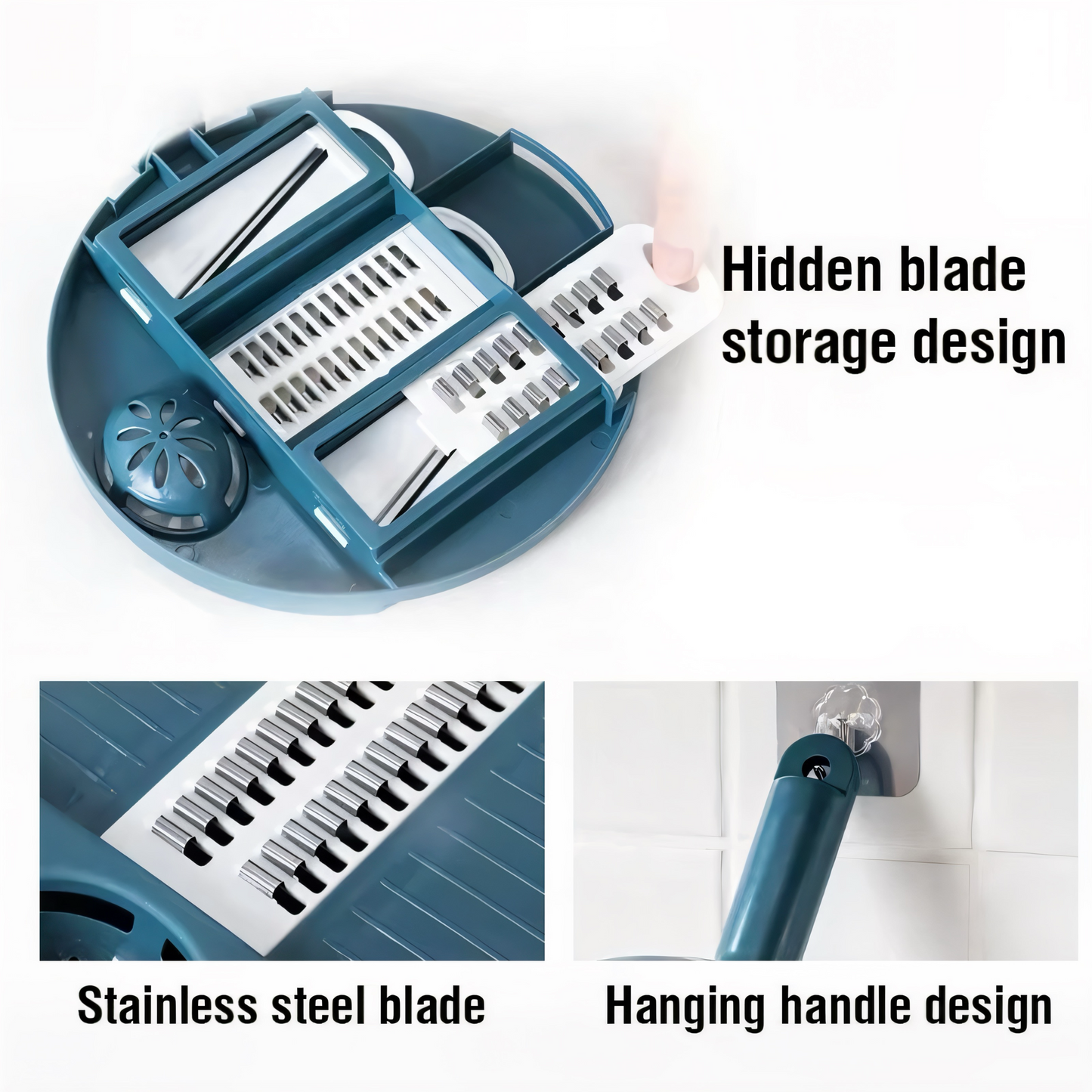 Multifunktionale 16-in-1 Gemüseschneider & Mandoline | Hochwertiger Küchenhobel mit Edelstahlklingen | Inklusive Abtropfkorb, Handschutz & Aufbewahrung | Perfekt für Gemüse, Obst & Käse