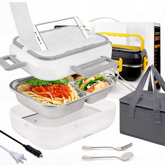Premium 1,5L Elektrische Lunchbox | Hochwertiges Edelstahl-Kochgeschirr mit Heizfunktion & Thermotasche – Ideal für Auto, LKW & unterwegs