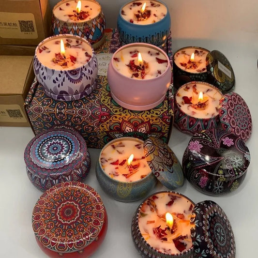 1/4er-Set Vintage Duftkerzen - Sojawachskerzen im Glas mit Blumenduft für Hochzeiten, Geburtstage und Wohnraumdekoration